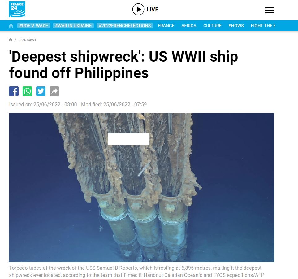 “世界最深沉船”被发现 葬身6895米深太平洋海底 世界上更大的船沉入海底